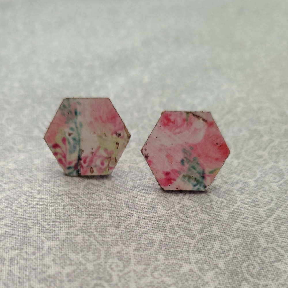 Floral Hexagon Earrings